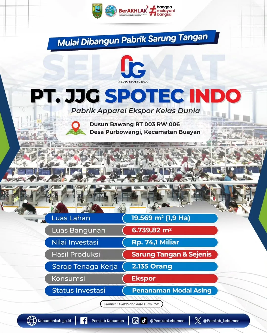 pt jjg spotec indo.jpg Segera Berdiri Pabrik Sarung Tangan di Buayan Kebumen, Bisa Serap Ribuan Tenaga Kerja