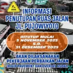 ditutup 1 Ada Perbaikan, Jalan Pujowiyoto Purbalingga Ditutup Hingga Akhir Desember