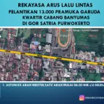 Rekayasa Arus Lalu Lintas Pelantikan 13.000 Pramuka Garuda Kwartir Cabang Banyumas Di Gor Satria Purwokerto, Jalan Soeharso Purwokerto