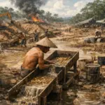Ilustrasi penambangan emas ilegal