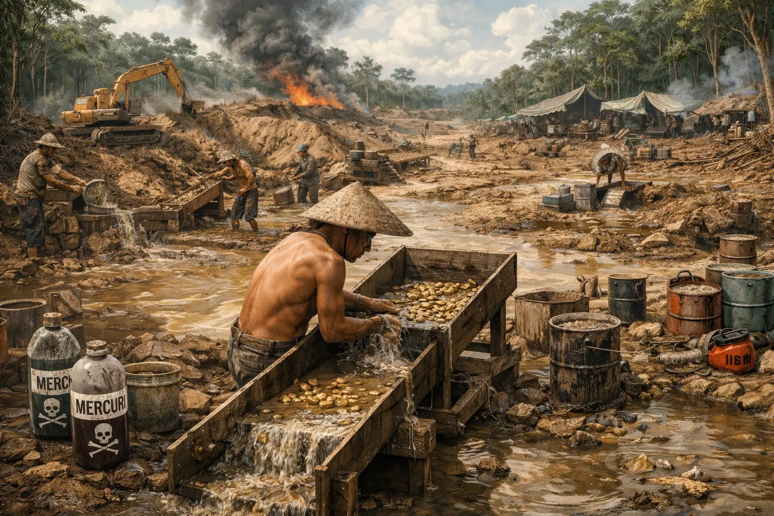 Ilustrasi penambangan emas ilegal