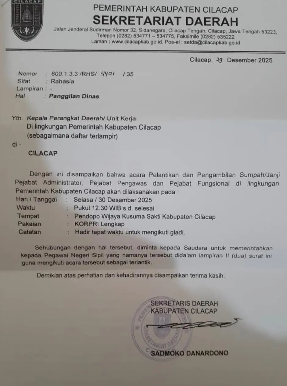 Surat sekda cilacap