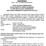 Lolos Seleksi Administrasi Komisaris PT BPR BKK Cilacap