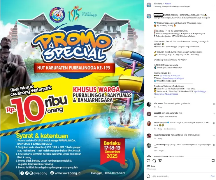 Owabong Promo Special HUT Purbalingga