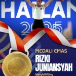 Rizki Juniansyah Sabet emas angkat besi kelas 79 Kg di Sea Games 2025. (Instagram Kemenpora)