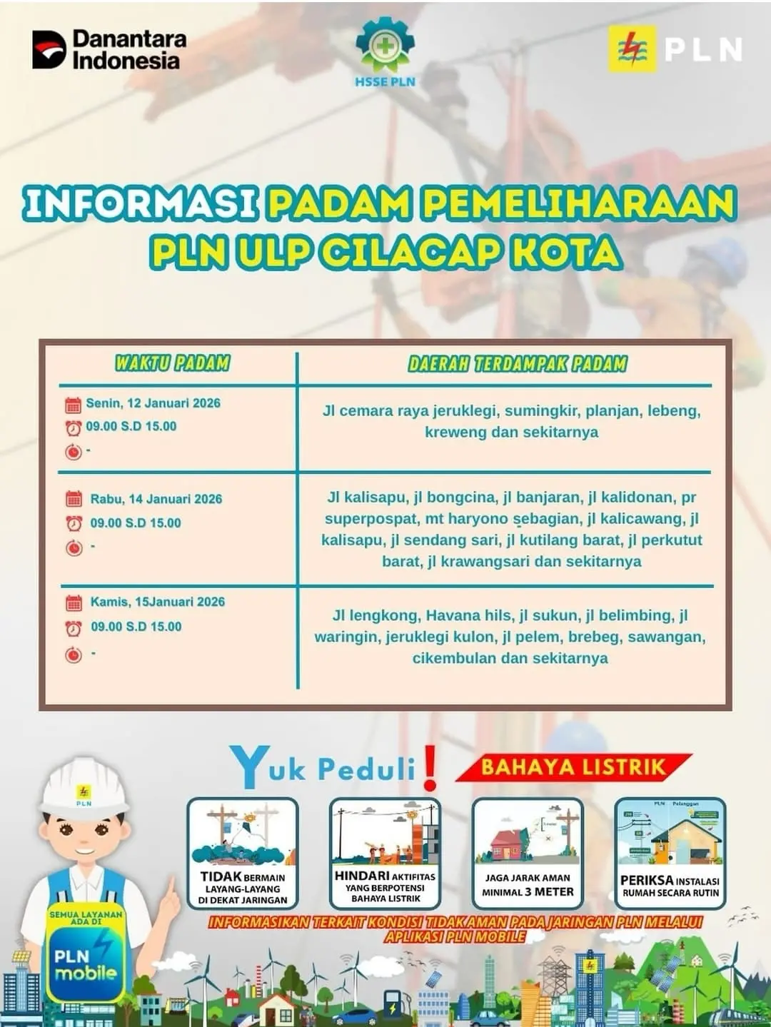 Pemadaman listrik di cilacap