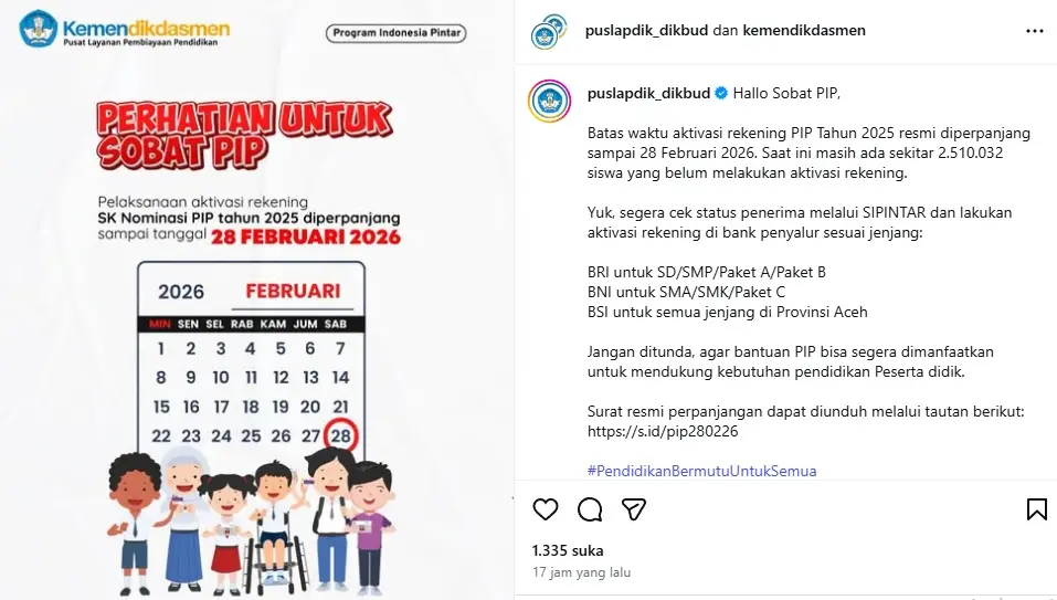 aktivasi rekening PIP