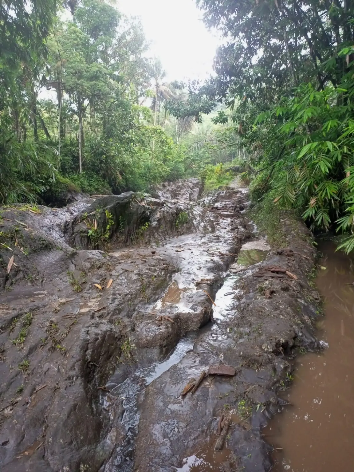 Material banjir bandang di sungai lereng gunung slamet