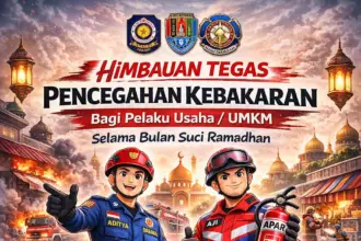 Flayer imbauan pencegahan potensi kebakaran bagi pelaku usaha atau UMKM. (Damkar Cilacap).