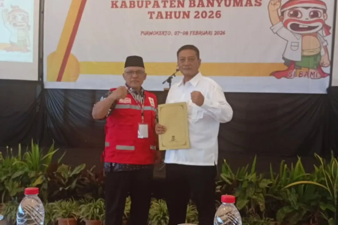 Penetapan Nungky Harry Rachmat sebagai Ketua PMI Banyumas 2026-2031 dalam Muskab, Minggu (8/2/2026).