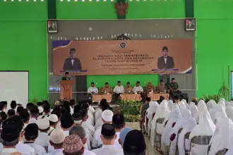 Ribuan calon jamaah haji asal Cilacap ikuti manasik haji terintegrasi di Cilacap. (Faiz Ardani).