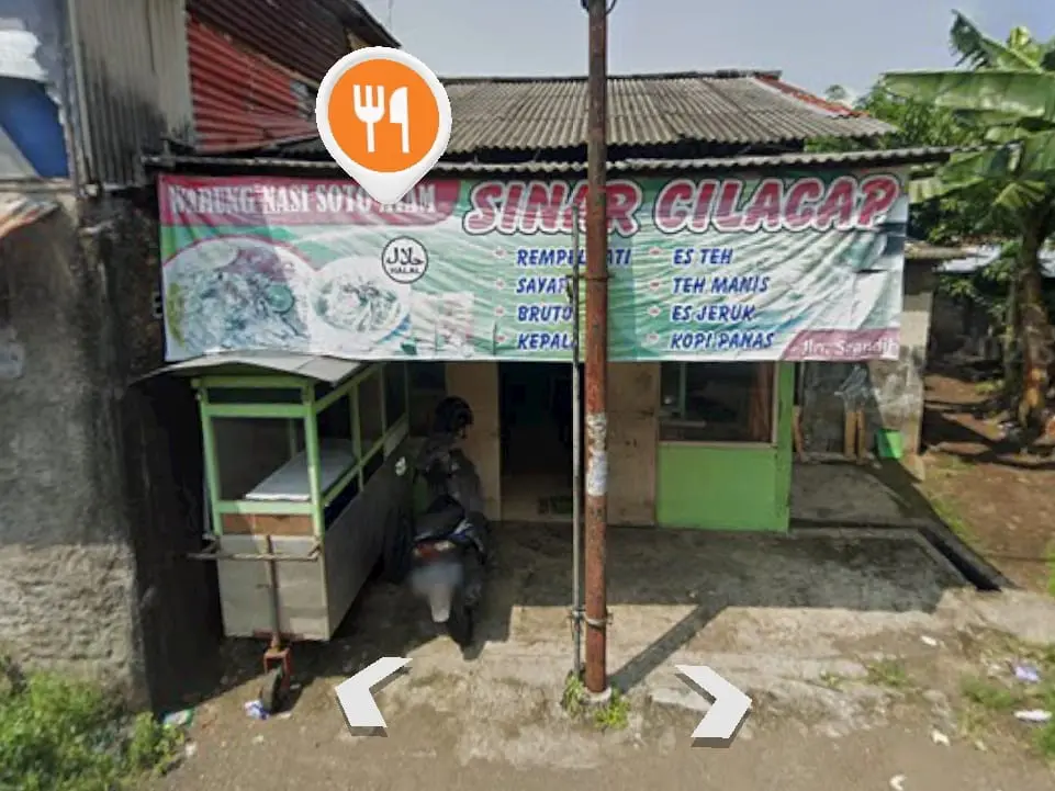 Lokasi dari Nasi Soto Ayam Sinar Cilacap di Jalan Srandil, yang hidden gem tetapi mudah dicari. (Foto: Tangkapan layar Google Maps)