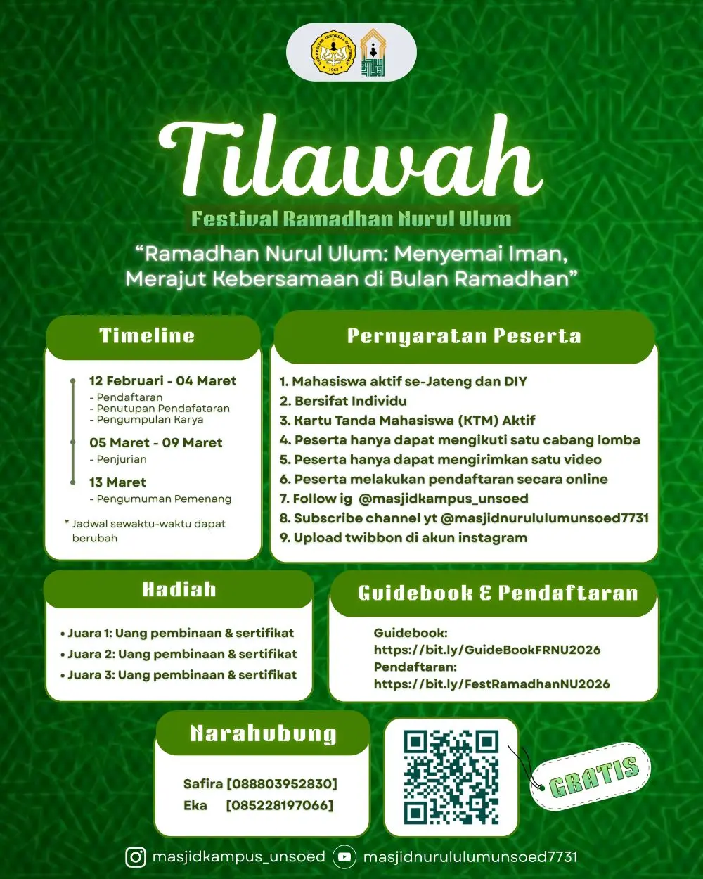 tilaw Masjid Kampus Nurul Ulum-Unsoed Gelar Festival Ramadhan 2026, Ini Kegiatannya