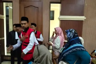 Suasana sidang kasus Tambang Emas Pancurendang, Ajibarang, yang dilaksanakan di Pengadilan Negeri (PN) Purwokerto, Senin (30/03/2026).