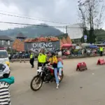 Polisi saat melakukan pengamanan di objek wisata dieing