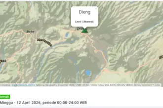 Tangkapan layar status Gunung Api Dieng, Minggu (12/4/2026).
