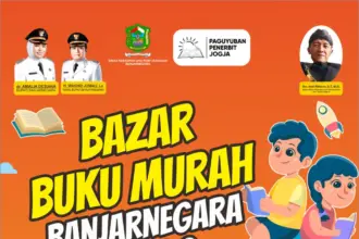 Pengumuman pelaksanaan bazar buku murah mulai 10-25 April 2026. (foto: Heri C)