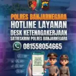 Leaflet layanan hotline Polres Banjarnegara khusus aduan ketenagakerjaan.
