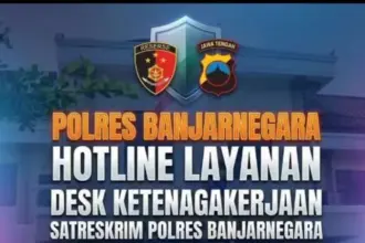 Leaflet layanan hotline Polres Banjarnegara khusus aduan ketenagakerjaan.