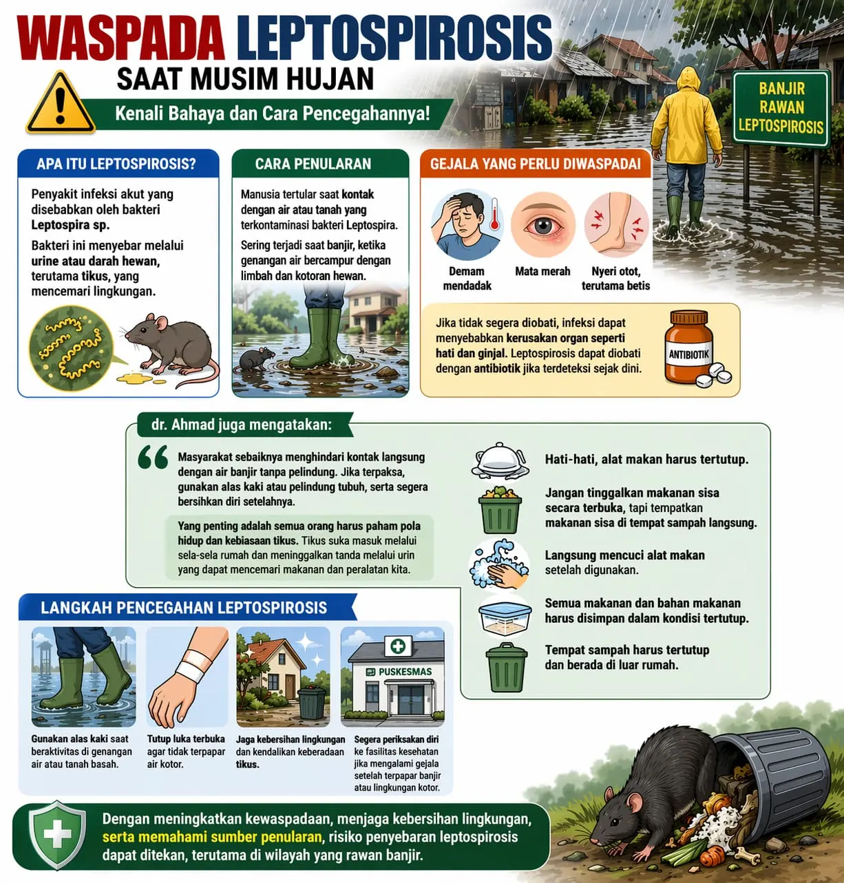 Waspada Leptospirosis Saat Musim Hujan, Kenali Bahaya dan Cara Pencegahannya