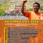 Leaflet ajakan aksi serentak buruh pekerja metal Indonesia di May Day 2026. (Foto: FSPMI)