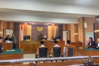 Suasana sidang terdakwa perkara Tapol Banyumas dalam sidang yang digelar di Pengadilan Negeri Purwokerto, Rabu (29/4/2026). (Besari)