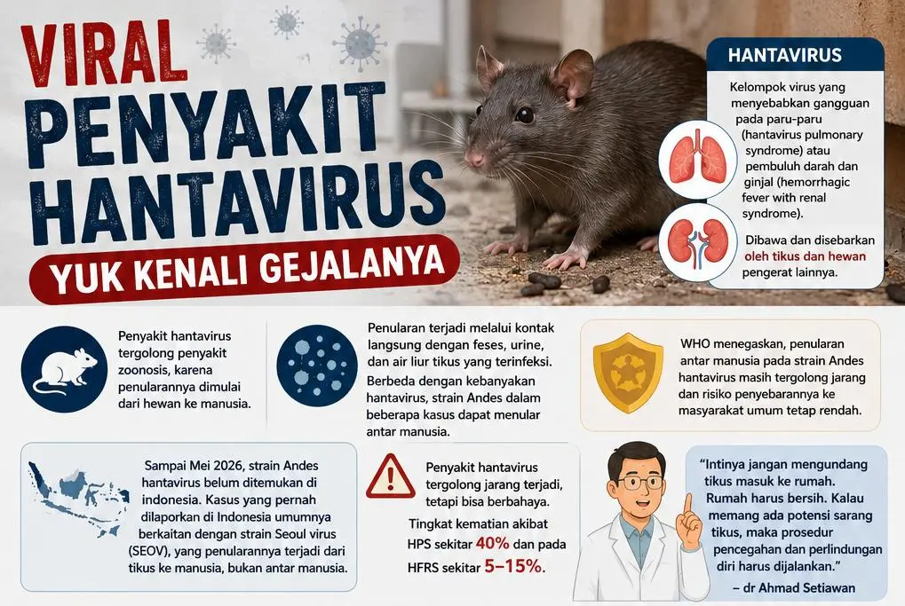 Penjelasan penyakit Hantavirus yang dibawa oleh tikus.