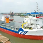 PT Alfa Trans Raya (ATR), anak usaha dari PT Cipta Krida Bahari (CKB Logistics), resmi meluncurkan armada kapal kontainer (container vessel) terbarunya, Alfa Trans Tiga, di kawasan Pelabuhan Tanjung Emas, Semarang, Jawa Tengah, Jumat (22/5/2026).(Dok PT ATR)