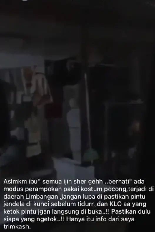 Pesan berantai terkait teror pocong di Cilacap yang meresahkan warga. (Dok).