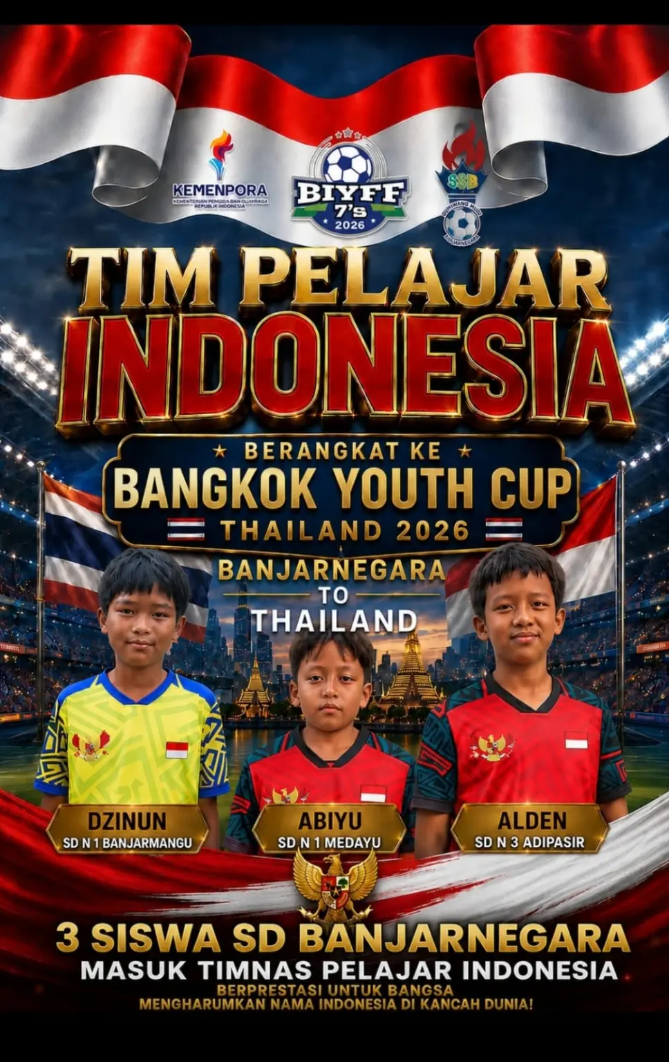 Tiga pelajar Banjarnegara siap perkuat Timnas di Bangkok Youth Cup 2026