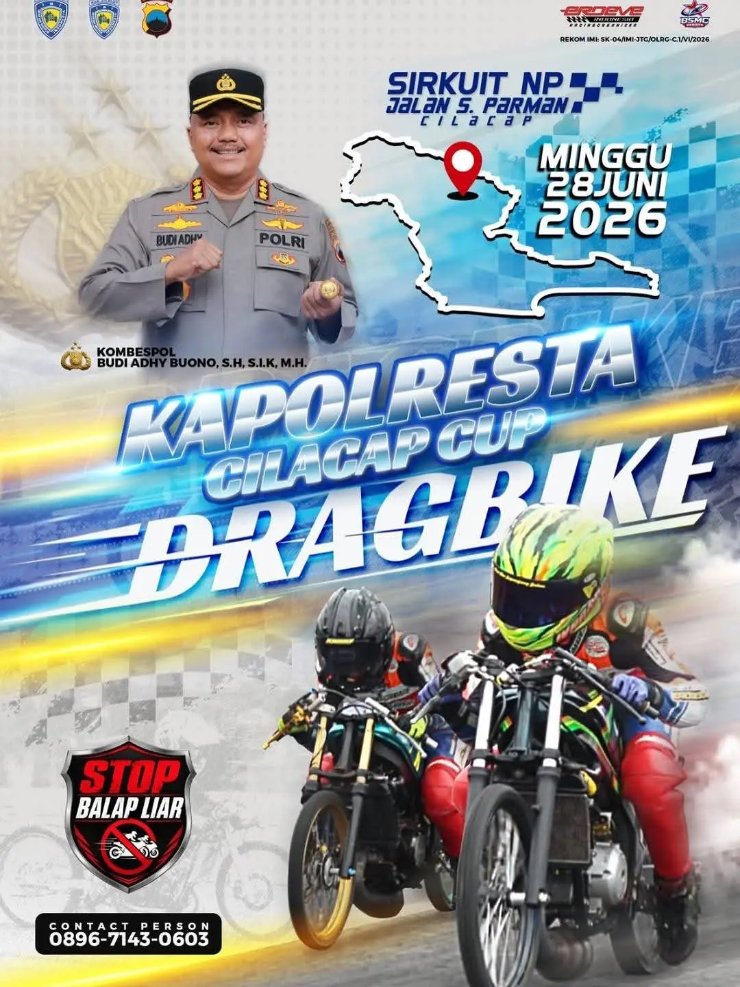 Cegah Balap Liar, Polresta Cilacap Gelar Drag Bike Khusus Pelajar dan Umum